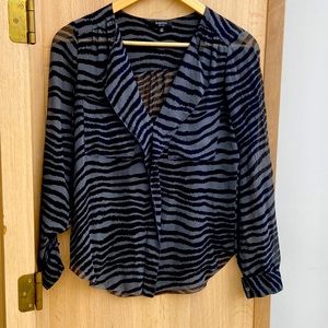 Babaton Silk Blouse Animal Print 100%Silk XXS